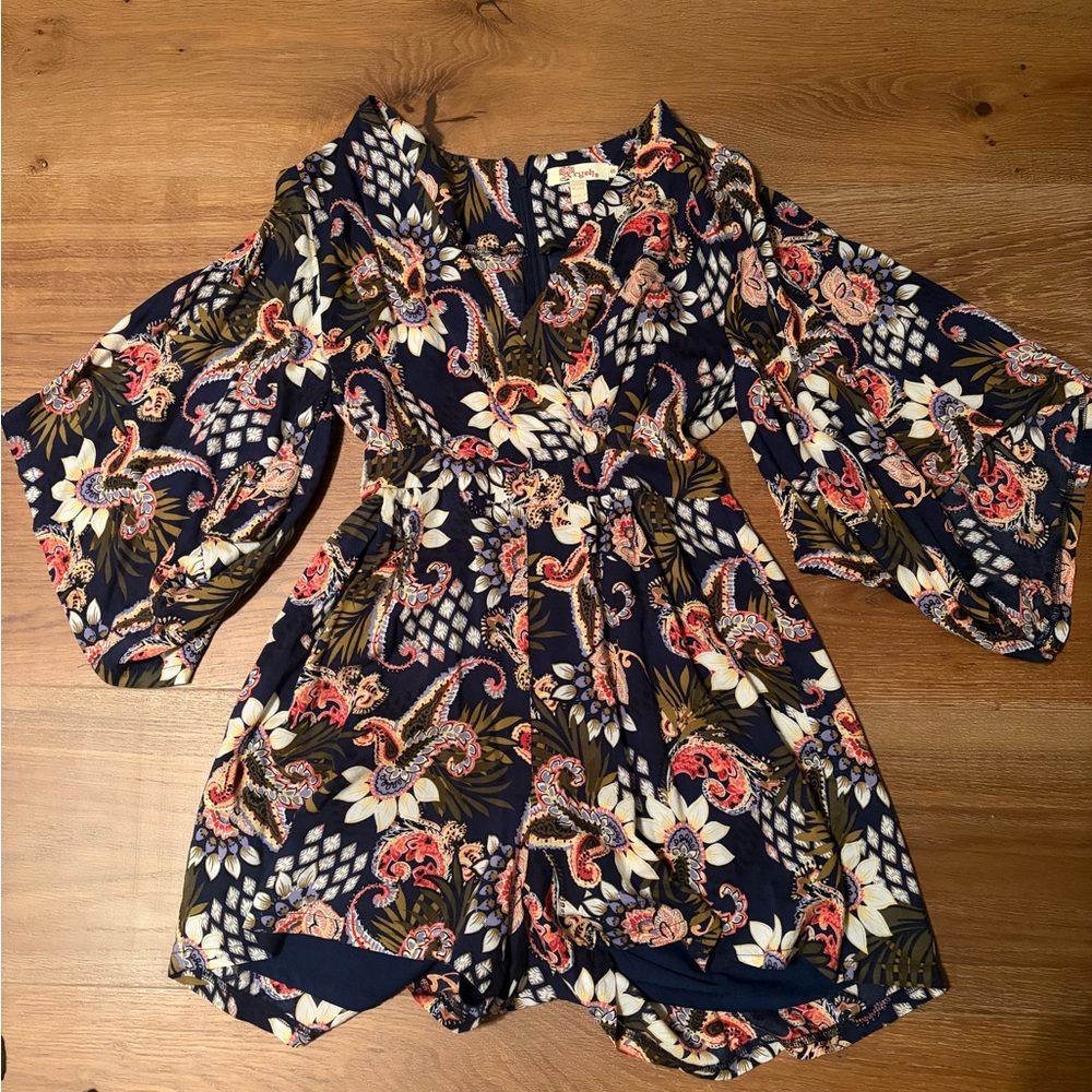 Floral Patterned Romper with Bell Sleeves size small